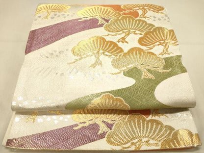 平和屋着物◎六通柄袋帯　九百錦　華雅文様　金銀糸　正絹　逸品　DAAX0806jm