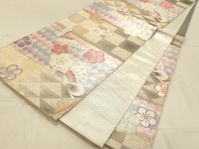 平和屋着物◎六通柄袋帯　花蝶文　金銀糸　正絹　逸品　DAAX0822jm