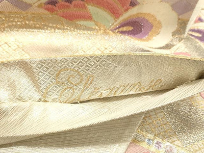 平和屋着物◎六通柄袋帯　花蝶文　金銀糸　正絹　逸品　DAAX0822jm