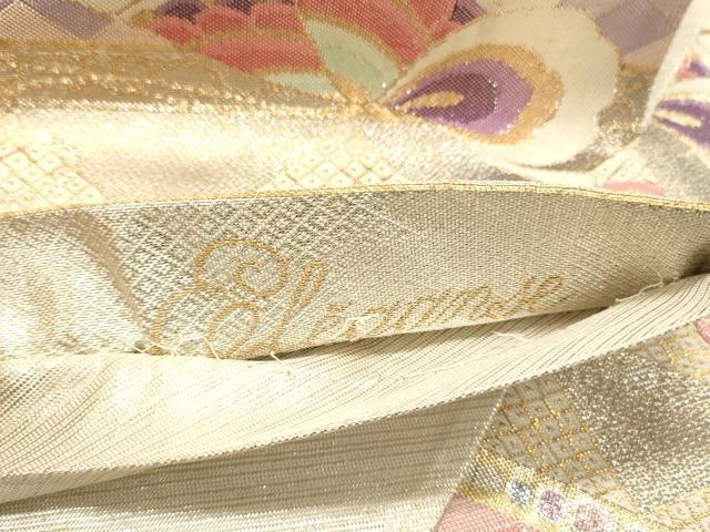 平和屋着物◎六通柄袋帯　花蝶文　金銀糸　正絹　逸品　DAAX0822jm