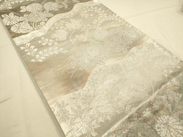 平和屋着物◎六通柄袋帯　道長吉祥花文　銀糸　引箔　正絹　逸品　DAAX0860jm