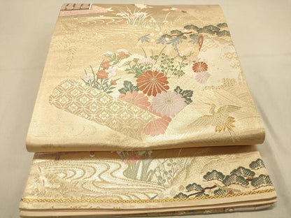 平和屋着物◎六通柄袋帯 唐織 古都絵巻 金糸 正絹 逸品 DAAX0869jm