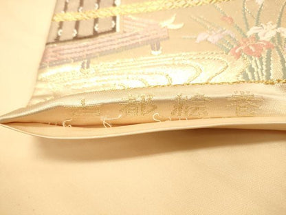 平和屋着物◎六通柄袋帯 唐織 古都絵巻 金糸 正絹 逸品 DAAX0869jm