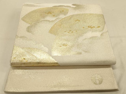 平和屋着物◎綴れ 太鼓柄袋帯 地紙箔散らし文 金糸 正絹 逸品 DAAX0895jm
