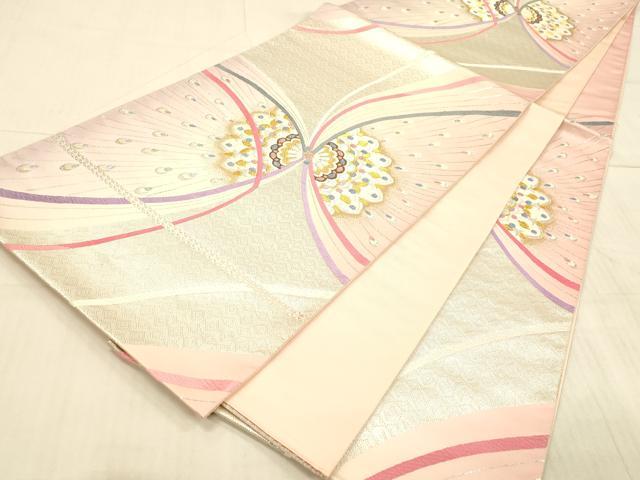 平和屋着物◎六通柄袋帯 唐織 孔雀羽文 金銀糸 正絹 逸品 DAAX0923jm