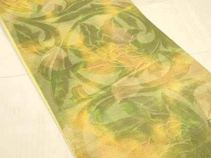 平和屋着物◎六通柄袋帯 更紗唐草 引箔 正絹 逸品 DAAX0924jm