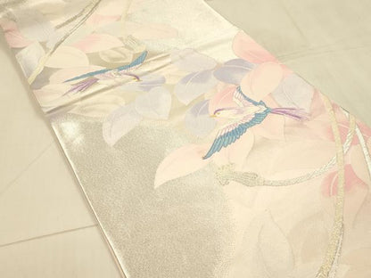 平和屋着物◎六通柄袋帯 唐織 花鳥文 金銀糸 正絹 逸品 DAAX0929jm