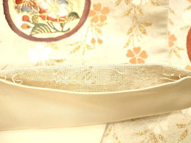 平和屋着物◎六通柄袋帯　唐織　桜花丸文　金糸　正絹　逸品　DAAX0930jm