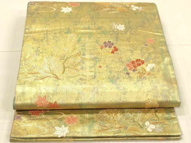 平和屋着物◎西陣 まいづる謹製 六通柄袋帯 唐織 市松蒔絵図紋 耀貝箔 正絹 逸品 DAAX0941jm