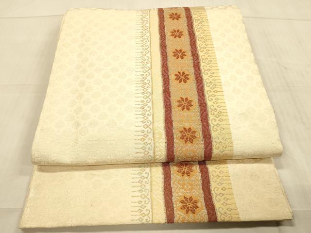 平和屋着物◎六通柄袋帯 花間道 金糸 正絹 逸品 DAAX0943jm