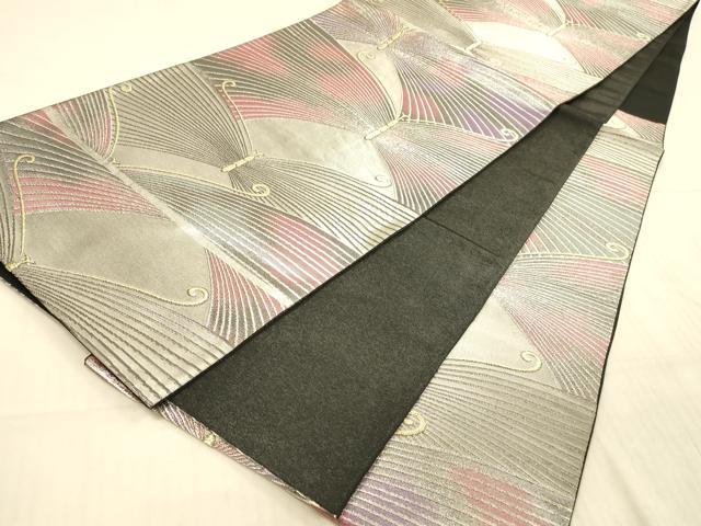 平和屋着物◎六通柄袋帯　舞蝶文　金銀糸　正絹　逸品　DAAX0978jm