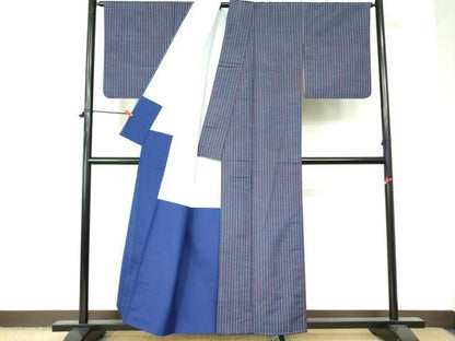 平和屋着物■上質な紬　縞　正絹　逸品　DAAX1085op