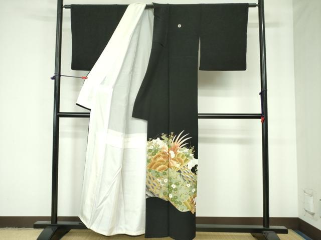 平和屋着物■豪華黒留袖　駒刺繍　鳳凰花文　金彩　正絹　逸品　DAAX1200op