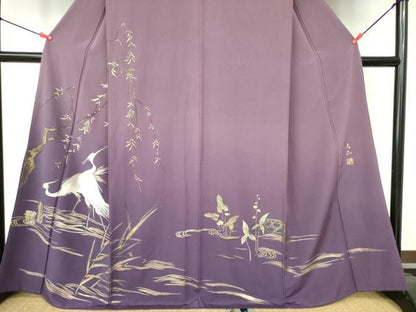 平和屋着物●金彩友禅 卓越技能者・名工・和田光正 訪問着 白鷺 暈し染め 金彩 正絹 逸品 DAAX1238op