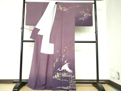 平和屋着物●金彩友禅 卓越技能者・名工・和田光正 訪問着 白鷺 暈し染め 金彩 正絹 逸品 DAAX1238op
