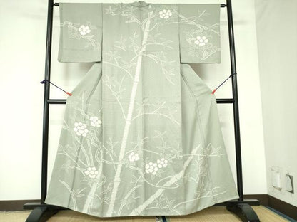 平和屋着物●訪問着 絞り 笹竹花文 正絹 逸品 DAAX1245op