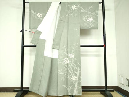 平和屋着物●訪問着 絞り 笹竹花文 正絹 逸品 DAAX1245op