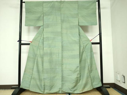 平和屋着物●上質な紬　横段文　正絹　逸品　DAAX1246op