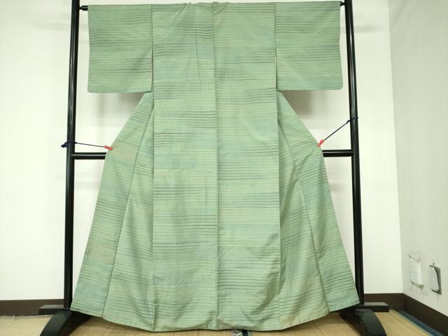 平和屋着物●上質な紬　横段文　正絹　逸品　DAAX1246op