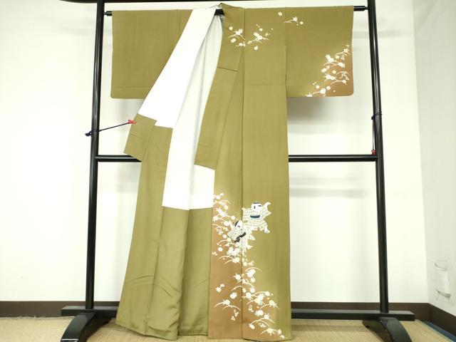 平和屋着物●訪問着　友禅　作家物　童子遊び　芝花文　暈し染め　正絹　逸品　DAAX1251op