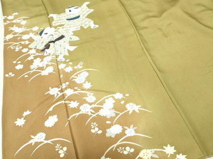 平和屋着物●訪問着　友禅　作家物　童子遊び　芝花文　暈し染め　正絹　逸品　DAAX1251op