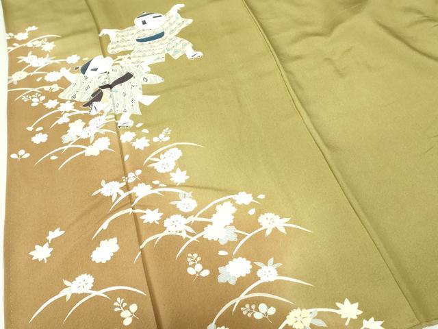 平和屋着物●訪問着　友禅　作家物　童子遊び　芝花文　暈し染め　正絹　逸品　DAAX1251op