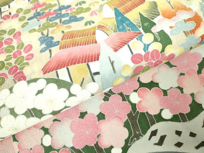 平和屋着物●豪華黒留袖　友禅　作家物　飛鶴風景花文　正絹　逸品　DAAX1262op