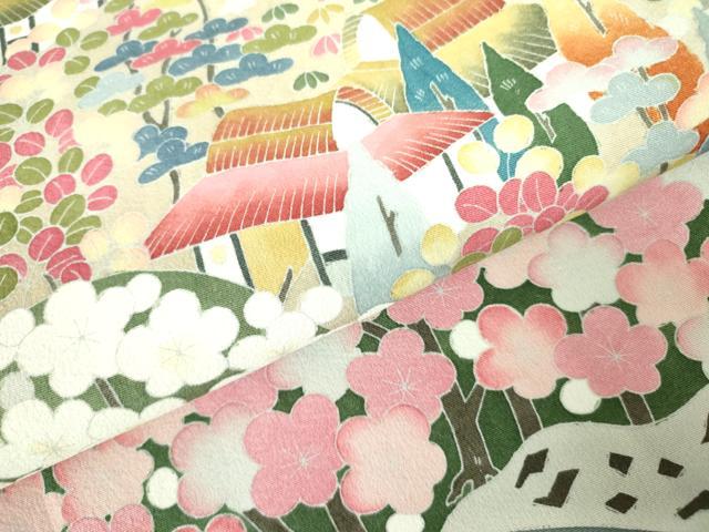 平和屋着物●豪華黒留袖　友禅　作家物　飛鶴風景花文　正絹　逸品　DAAX1262op