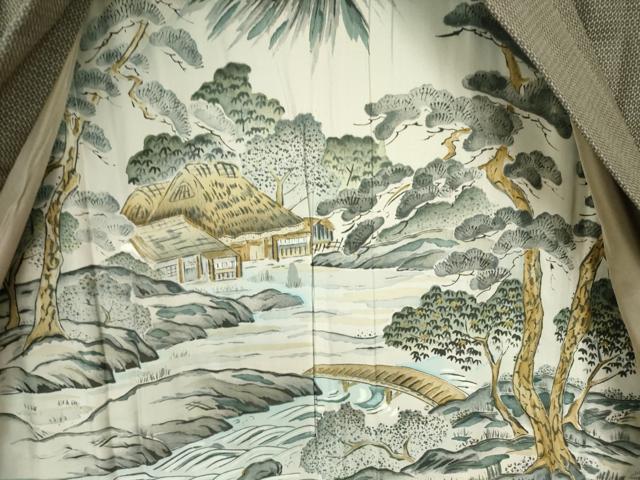 平和屋着物●男性　紬　アンサンブル　長羽織　120亀甲　総詰め　正絹　逸品　DAAX1275op