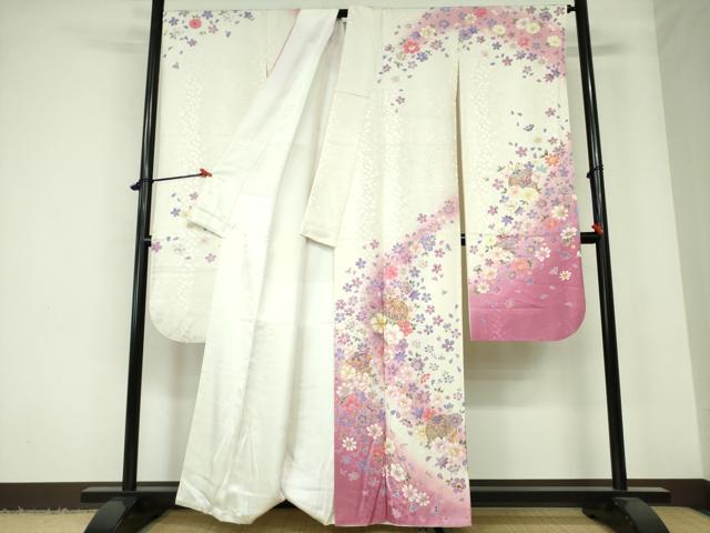 平和屋着物●豪華振袖　駒刺繍　花鞠文　暈し染め　金彩　鈴乃屋扱い　正絹　逸品　DAAX1391op