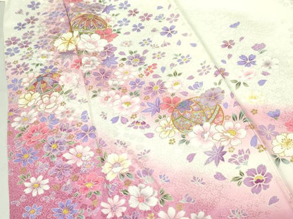 平和屋着物●豪華振袖　駒刺繍　花鞠文　暈し染め　金彩　鈴乃屋扱い　正絹　逸品　DAAX1391op