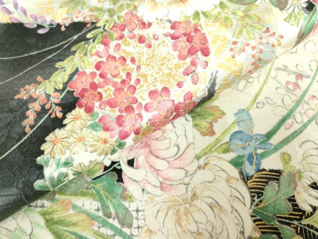 平和屋着物●創業460年・千總 小紋 地紙花文 金彩 正絹 逸品 DAAX1412op