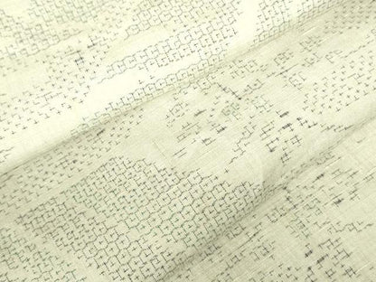 平和屋着物●結城紬　80亀甲　草花文　正絹　逸品　DAAX1414op