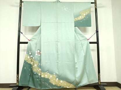 平和屋着物●訪問着 人物舞桜文 暈し染め 金彩 正絹 逸品 DAAX1480op