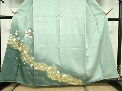平和屋着物●訪問着 人物舞桜文 暈し染め 金彩 正絹 逸品 DAAX1480op