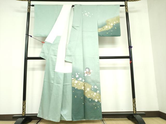 平和屋着物●訪問着 人物舞桜文 暈し染め 金彩 正絹 逸品 DAAX1480op