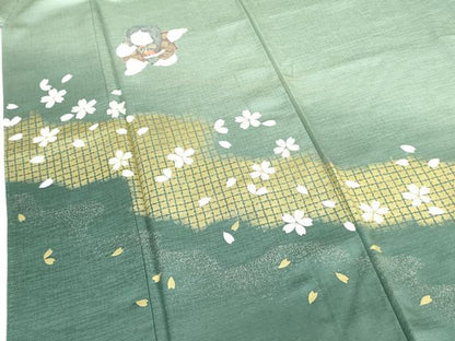 平和屋着物●訪問着 人物舞桜文 暈し染め 金彩 正絹 逸品 DAAX1480op