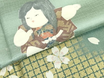 平和屋着物●訪問着 人物舞桜文 暈し染め 金彩 正絹 逸品 DAAX1480op