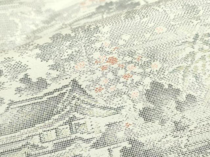 平和屋着物●本場大島紬　9マルキ　風景文　正絹　逸品　DAAX1497op