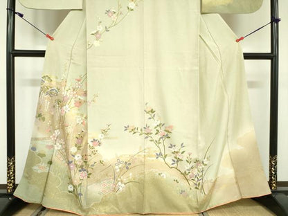 平和屋着物●訪問着　枝花松文　暈し染め　金彩　正絹　逸品　DABE1662op
