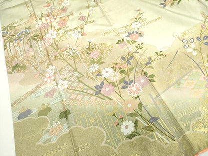 平和屋着物●訪問着　枝花松文　暈し染め　金彩　正絹　逸品　DABE1662op