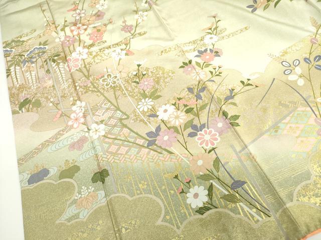 平和屋着物●訪問着　枝花松文　暈し染め　金彩　正絹　逸品　DABE1662op
