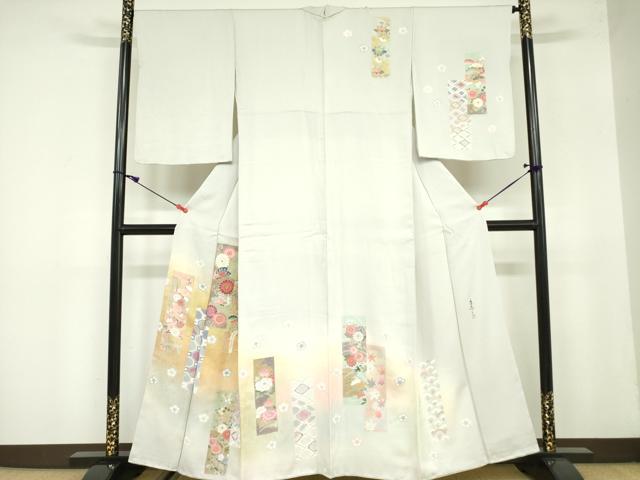 平和屋着物●京友禅の第一人者 松井青々 訪問着 短冊舞蝶花文 松竹梅 暈し染め 金彩 正絹 逸品 DAAX1504op