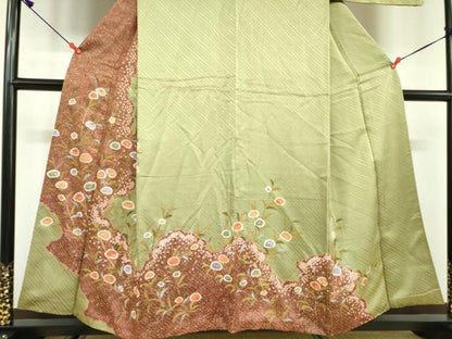 平和屋着物●訪問着　絞り　草花文　金彩　正絹　逸品　DAAX1509op