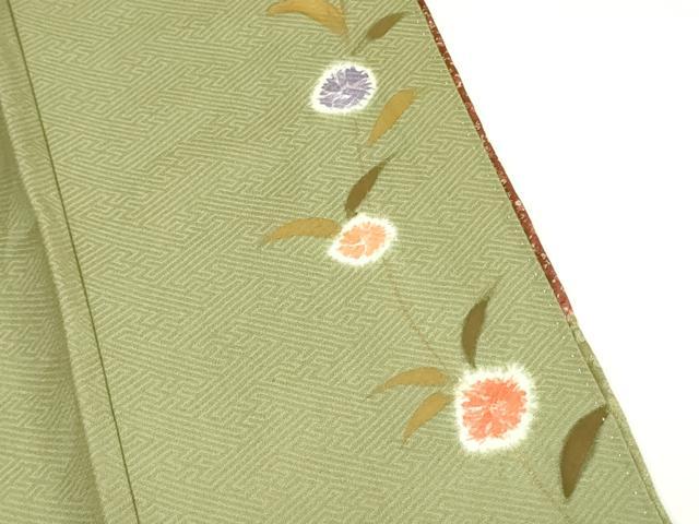 平和屋着物●訪問着　絞り　草花文　金彩　正絹　逸品　DAAX1509op