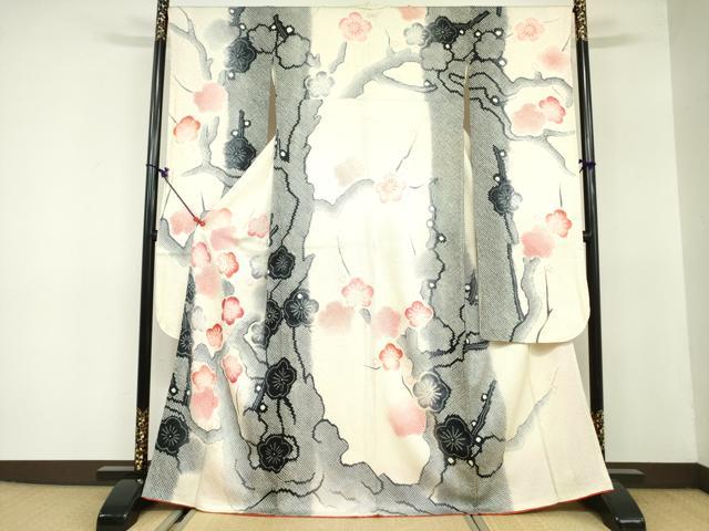 平和屋着物●名門　藤娘きぬたや・総絞り　振袖・長襦袢(広衿刺繍・袷)セット　枝梅文　正絹　逸品　DAAX1523op