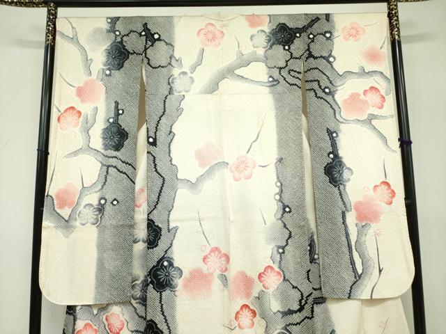 平和屋着物●名門　藤娘きぬたや・総絞り　振袖・長襦袢(広衿刺繍・袷)セット　枝梅文　正絹　逸品　DAAX1523op