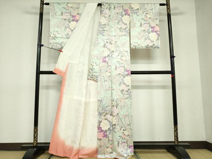平和屋着物●創業460年・千總 小紋 草花文 牡丹 金彩 西武百貨店扱い 正絹 逸品 DAAX1525op