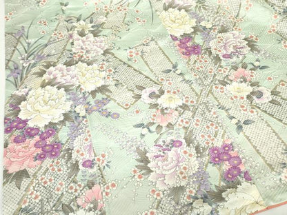 平和屋着物●創業460年・千總 小紋 草花文 牡丹 金彩 西武百貨店扱い 正絹 逸品 DAAX1525op