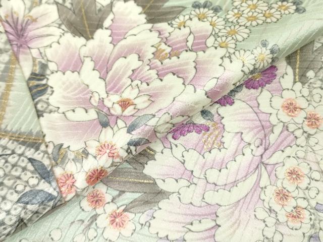平和屋着物●創業460年・千總 小紋 草花文 牡丹 金彩 西武百貨店扱い 正絹 逸品 DAAX1525op